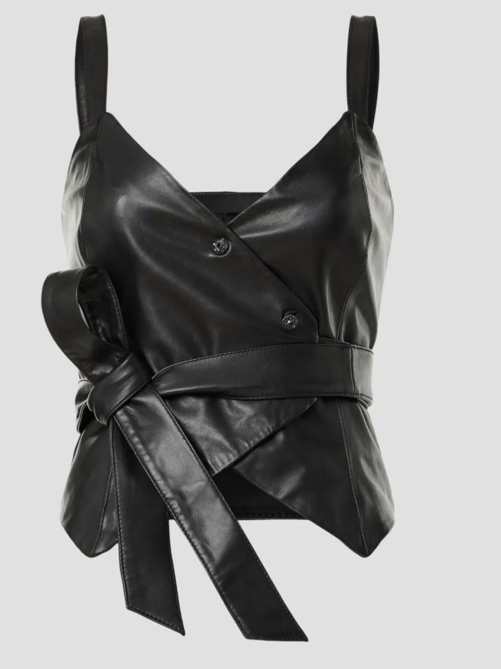 Marissa Webb Faux Leather Wrap Tank in Black - Picture 2 of 4